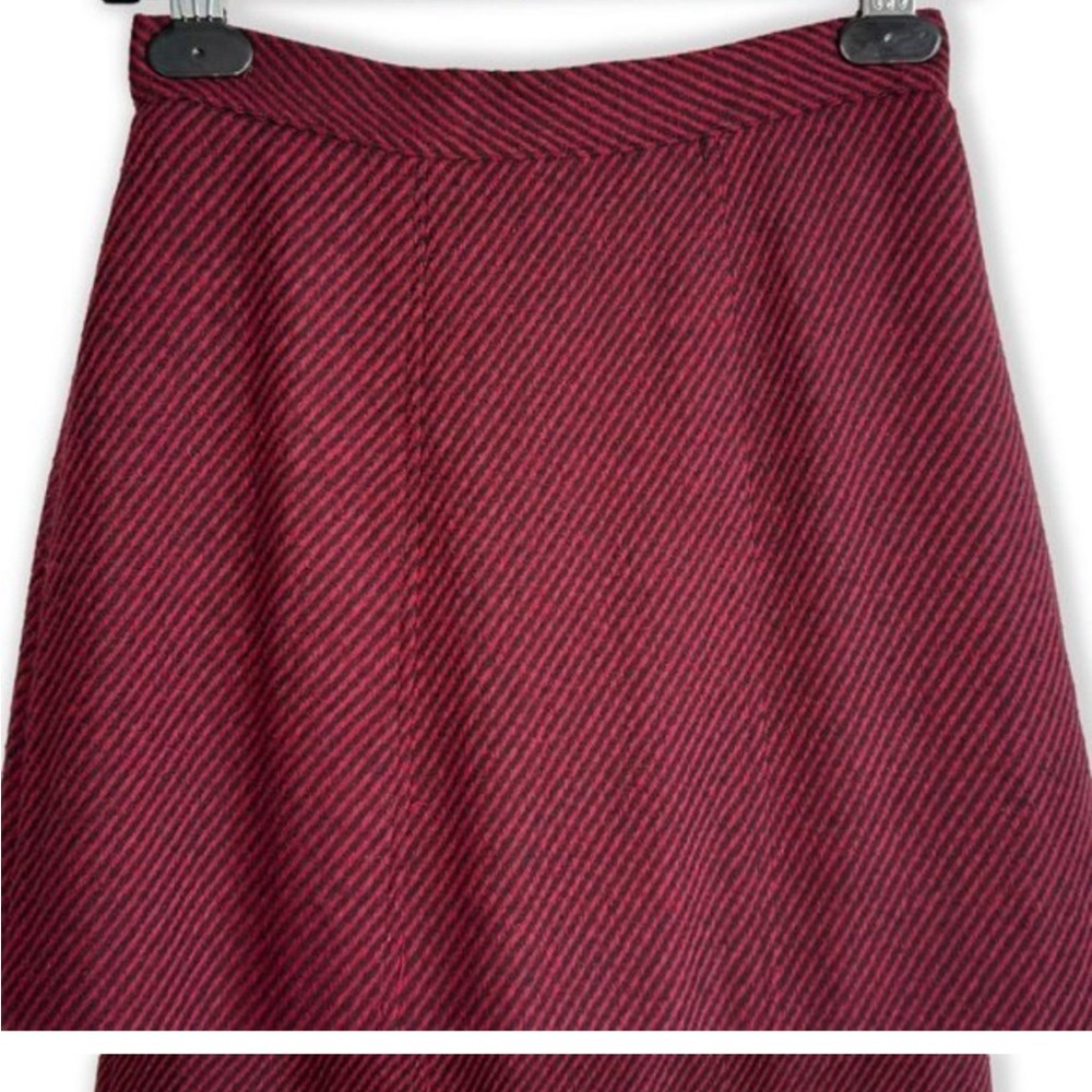 Vintage wool black and pink striped skirt